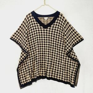 Talbots Black & Brown V-Neck Poncho Sweater 3312